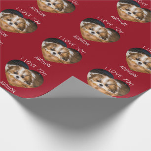 Cute shih tzu love Valentine heart photo Wrapping Paper
