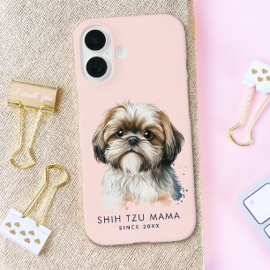 Cute Shih Tzu Mama Pink iPhone 16 Case