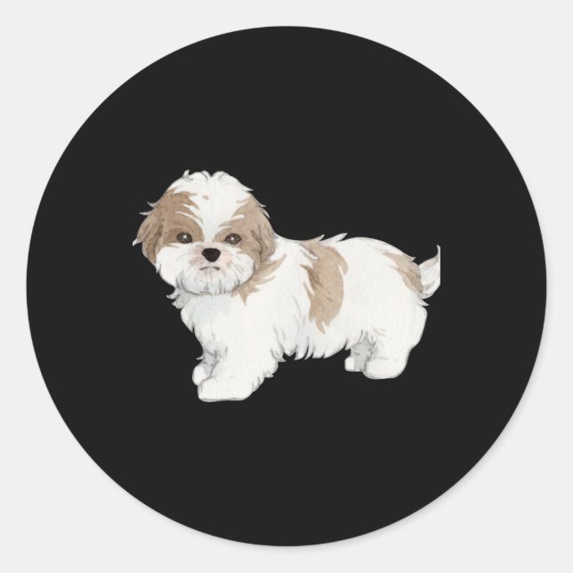 Cute Shih Tzu Puppy Classic Round Sticker (Front)