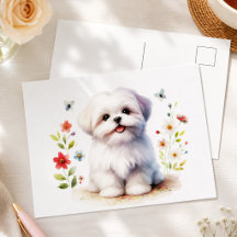 Cute Shih Tzu Puppy Dog Floral