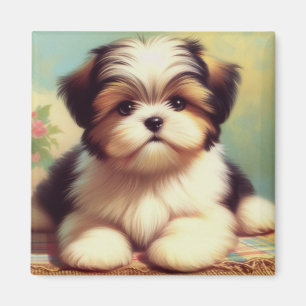 Cute Shih-Tzu Puppy Painting Magnet