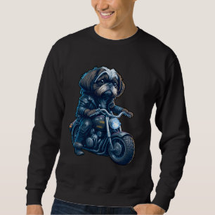 Cute Shih Tzu ride on a motorcycle  Christmas Sweatshirt