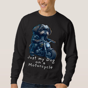 Cute Shih Tzu ride on a motorcycle  Christmas Sweatshirt