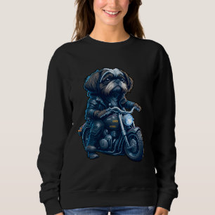 Cute Shih Tzu ride on a motorcycle Christmas Sweatshirt