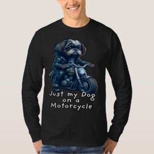 Cute Shih Tzu ride on a motorcycle  Christmas T-Shirt