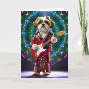 Cute Shih Tzu Rock Star Card