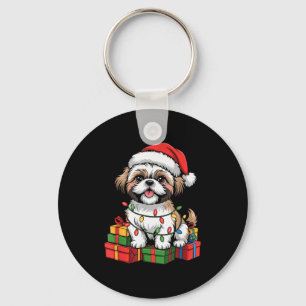 Cute Shih Tzu Santa Hat Christmas Xmas Dog Lovers  Key Ring