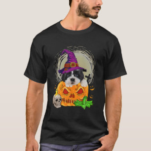 Cute Shih Tzu Witch Pumpkin Halloween Dog Lover T-Shirt