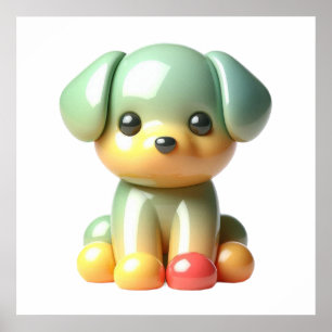 Cute Shining Puppy Dog Wall Art Poster for Cosy Mo
