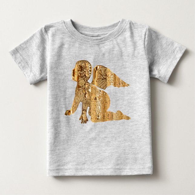 Cute Shiny Golden Little Baby Angel Baby T-Shirt (Front)
