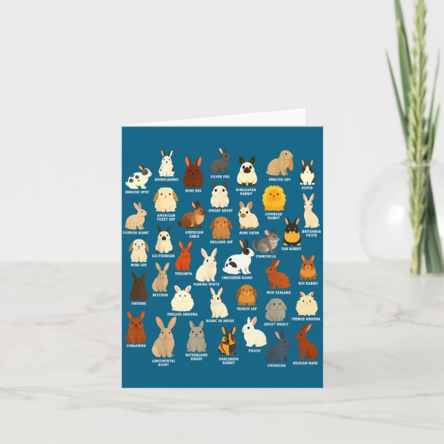 Cute Shirt Rabbit Lover Bunny Breeds Rabbit Card (Front)