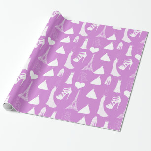 Cute Shoe Bridal Dress Eiffel Tower Heart Wrapping Paper