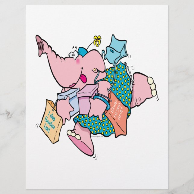 cute shopaholic shopping elephant (Front)
