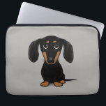 Cute Short Haired Black and Tan Dachshund Laptop Sleeve<br><div class="desc">Cute Cartoon Doxie</div>