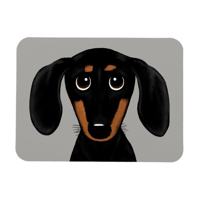 Cute Short Haired Black and Tan Dachshund Magnet (Horizontal)