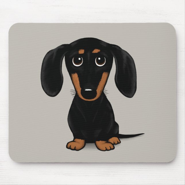 Cute Short Haired Black and Tan Dachshund Mouse Pad (Front)