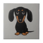 Cute Short Haired Black and Tan Dachshund Tile<br><div class="desc">Shorthaired Black and Tan Wiener Dog</div>