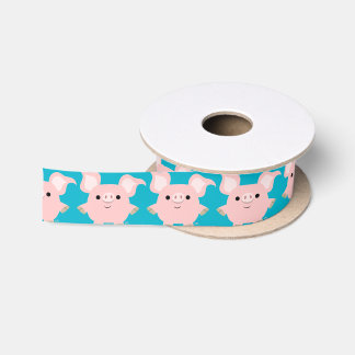 Cute Shorty Cartoon Pig 1"5 Ribbon Satin Ribbon