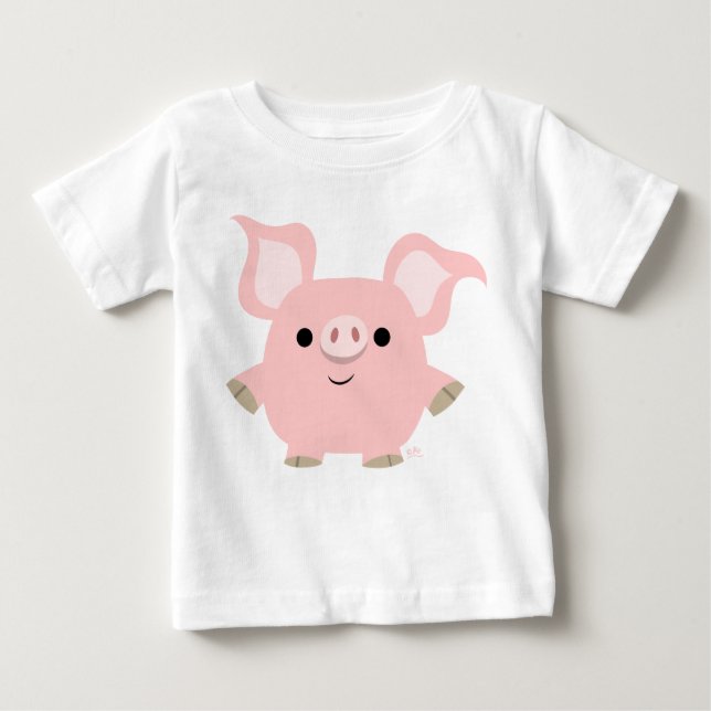 Cute Shorty Cartoon Pig Baby T-Shirt (Front)