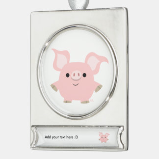 Cute Shorty Cartoon Pig Banner Ornament
