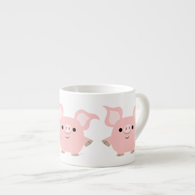 Cute Shorty Cartoon Pig Espresso Mug (Front Right)