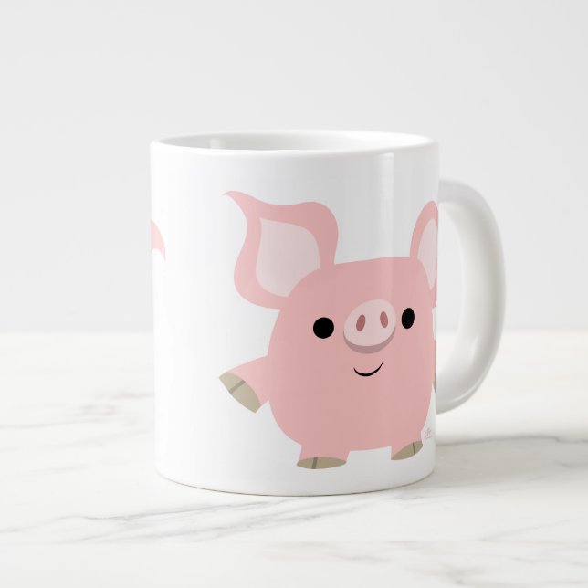 Cute Shorty Cartoon Pig Jumbo Mug (Front Right)