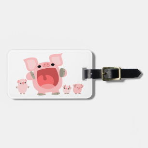 Cute Shouting Cartoon Pigs Luggage Tag