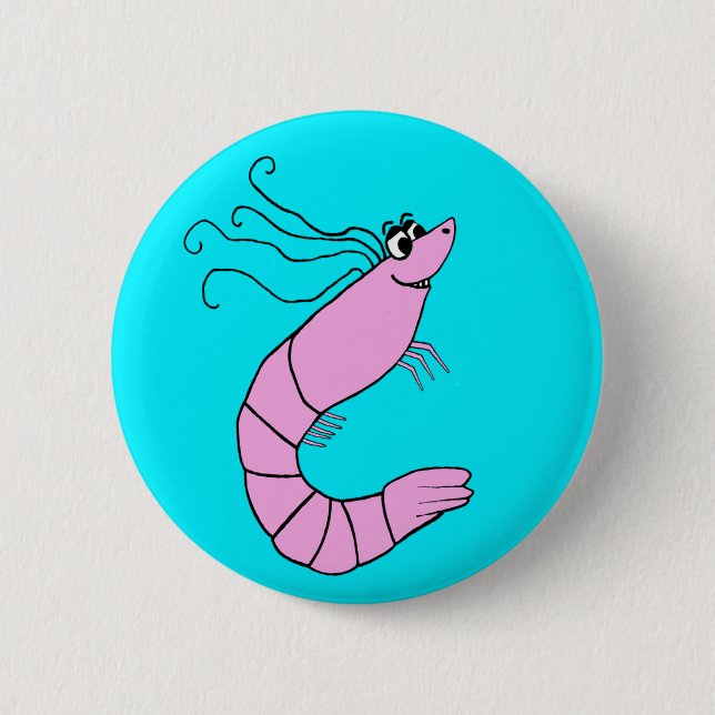 Cute Shrimp 6 Cm Round Badge (Front)