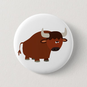 Cute Shy Cartoon Bull 6 Cm Round Badge