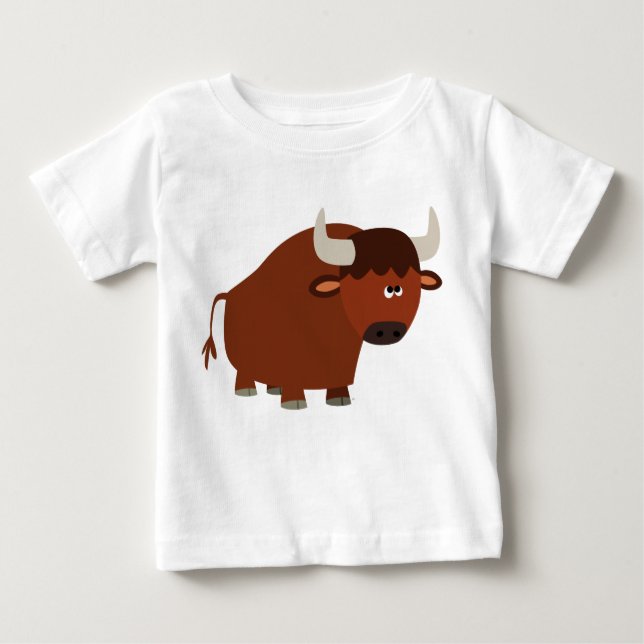 Cute Shy Cartoon Bull Baby T-Shirt (Front)