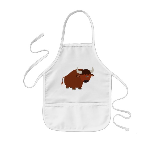 Cute Shy Cartoon Bull Children Apron (Front)