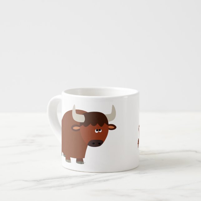 Cute Shy Cartoon Bull Espresso Mug (Front Left)
