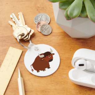 Cute Shy Cartoon Bull Key Ring