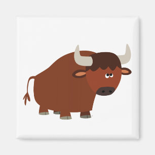 Cute Shy Cartoon Bull Magnet