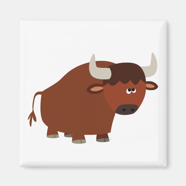 Cute Shy Cartoon Bull Magnet (Front)