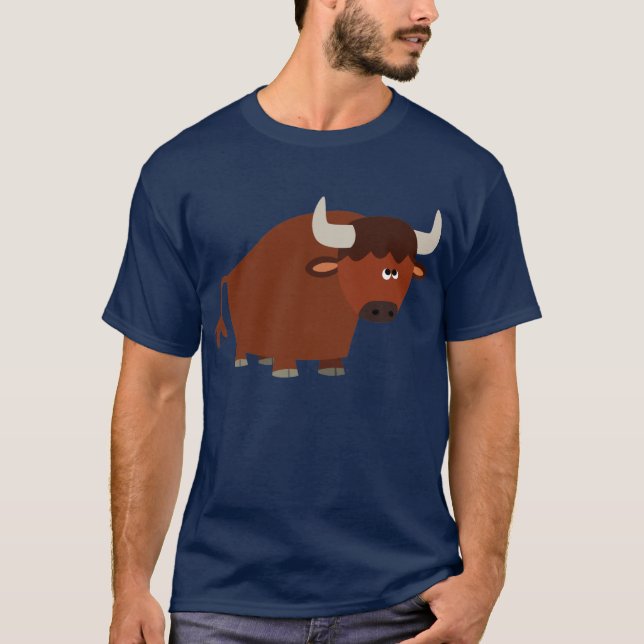 Cute Shy Cartoon Bull T-Shirt (Front)