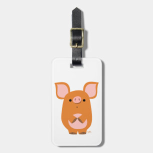 Cute Shy Cartoon Pig Luggage Tag