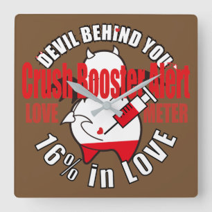 Cute Shy Devil in LOVE Square Wall Clock