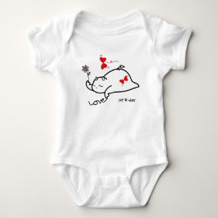 Cute Shy Devil LOVES&Flowers Baby Bodysuit