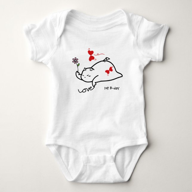 Cute Shy Devil  LOVES&Flowers Baby Bodysuit (Front)