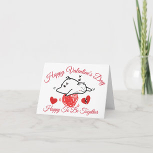 Cute Shy Devil with LOVES Happy Valentime's Day Holiday Card
