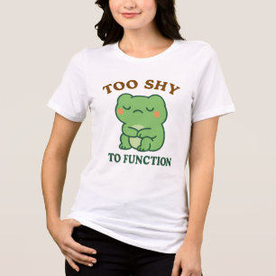 Cute Shy Frog Too Shy to Function Kawaii Meme Tri-Blend Shirt