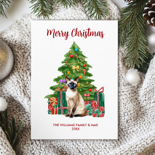 Cute Siamese Cat Christmas Card
