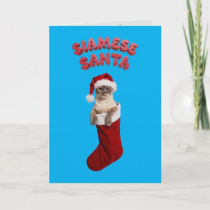 Cute Siamese Cat Christmas Holiday Card