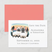 Cute Siamese Cat Couple Save The Date Wedding
