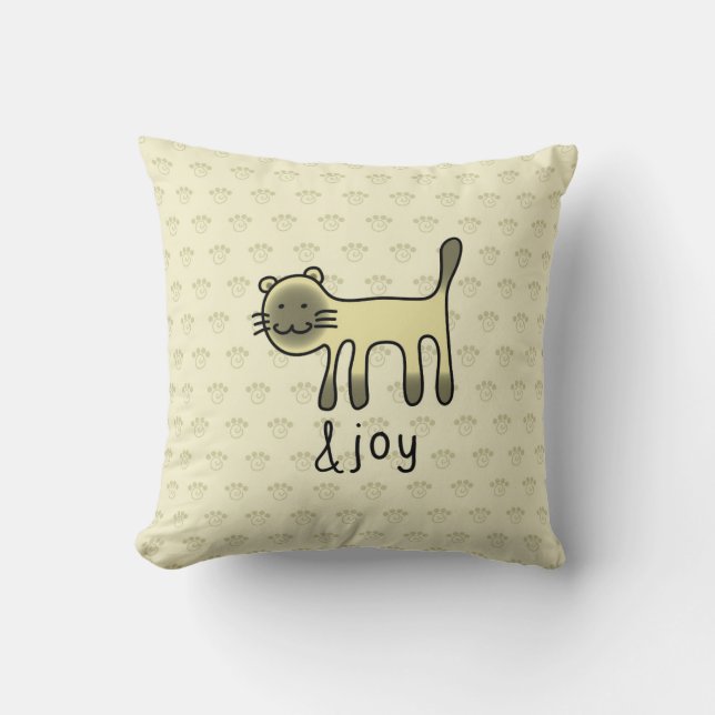 cute Siamese cat & joy doodle Cushion (Front)