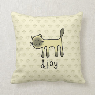 cute Siamese cat & joy doodle Cushion