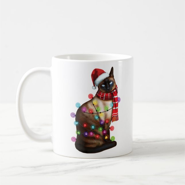 Cute Siamese Cat Lover Funny Xmas Holiday Gift Coffee Mug (Left)