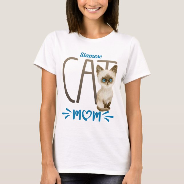 Cute Siamese Cat Mum T-Shirt (Front)