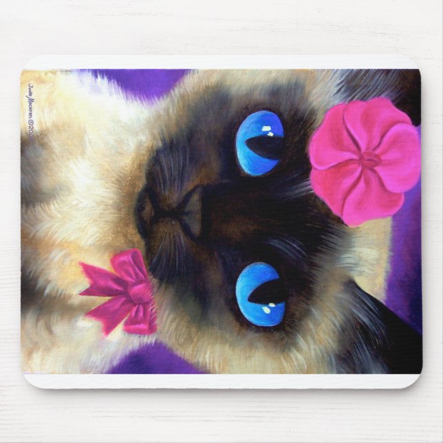 Cute Siamese Cat Painting Animal Art Mouse Pad (Front)
